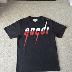 Gucci Black Cotton Blade Logo Print T-shirt